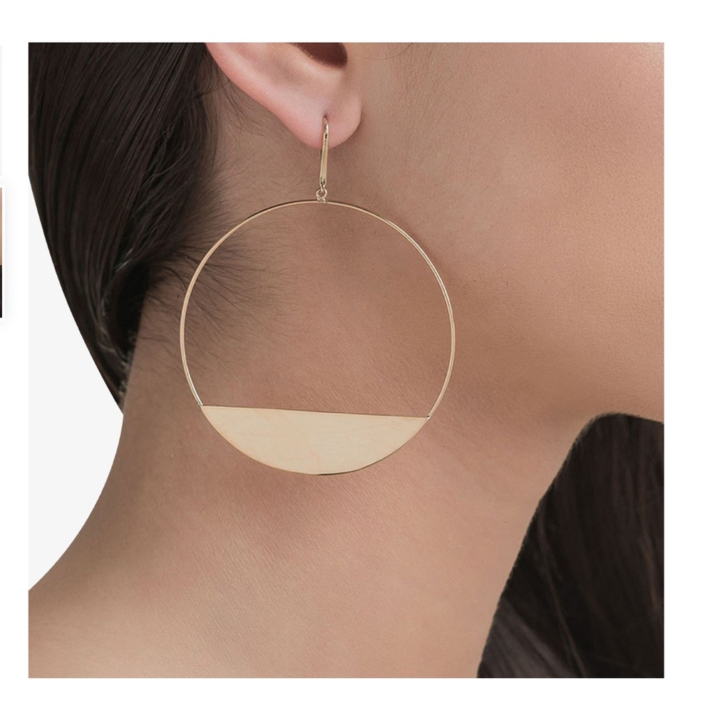 Sterling Forever Large Eclipse Hoop Earring - image 1